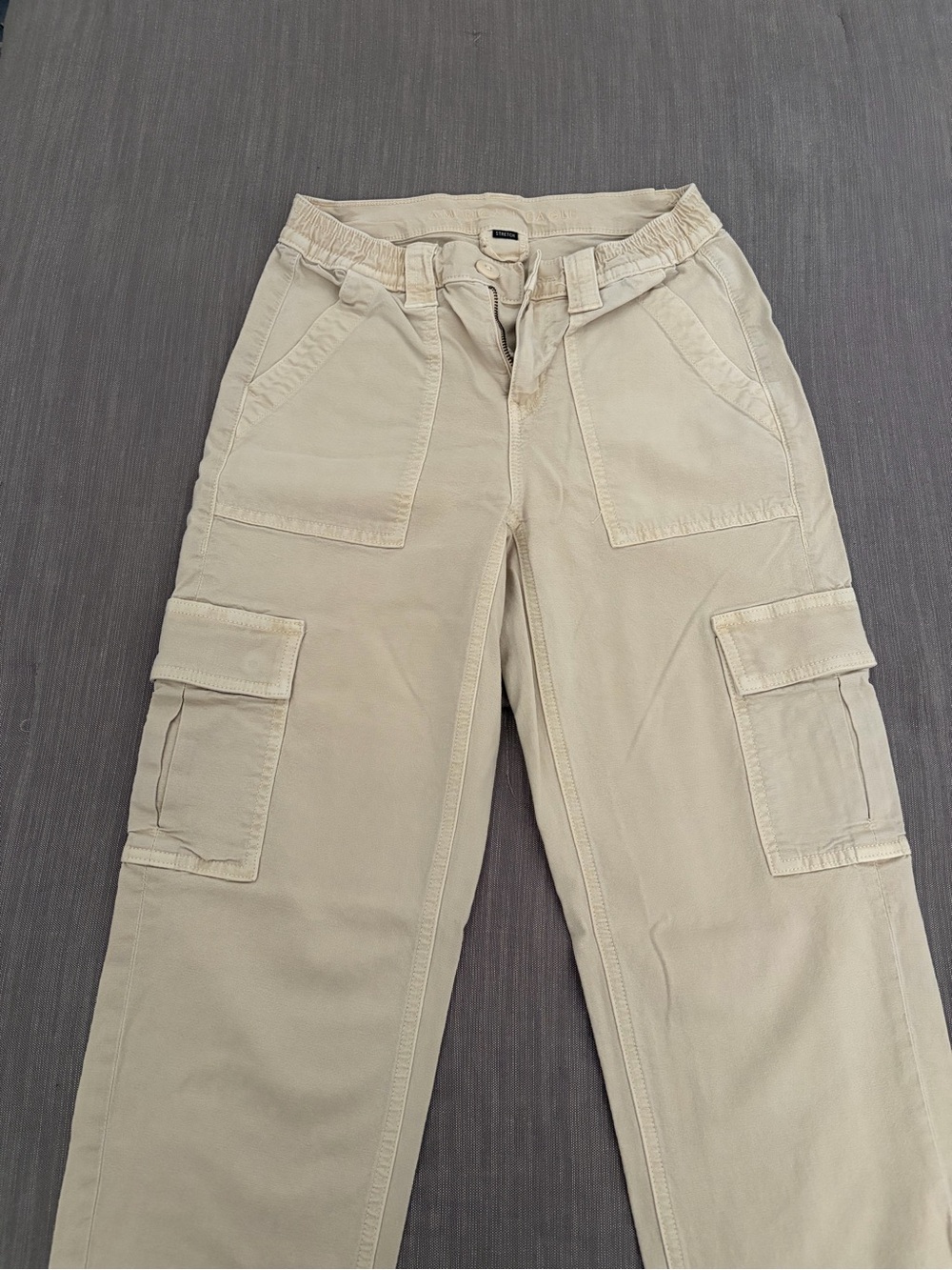 American Eagle Outfitters Tan Straight-Leg Cargo Pants with Utility Pockets - Picture 2 of 4